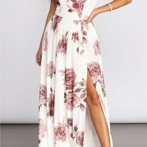 Windsor Gal Lace Up Back Chiffon Floral A-Line Dress